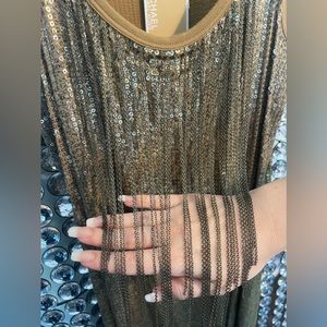 Designer Fashion MK Michael Kors Sequin Chain Dress XS Gold Amber New Flapper